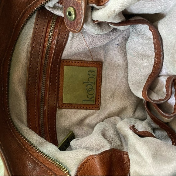 - Kooba Brown Leather Shoulder Bag with Brass Rivets - Picture 7 of 11